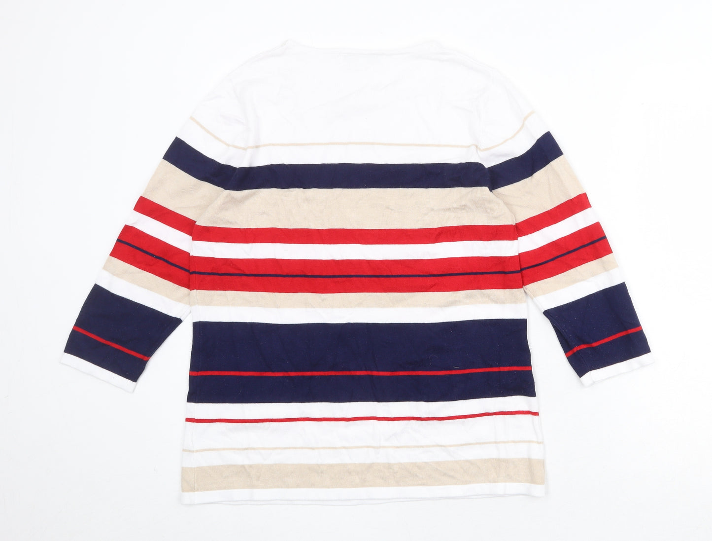 Lakeland Womens Multicoloured Round Neck Striped Viscose Pullover Jumper Size M