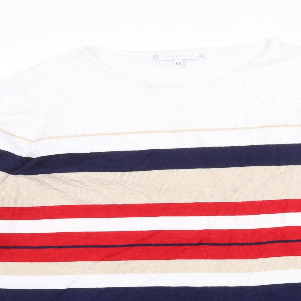 Lakeland Womens Multicoloured Round Neck Striped Viscose Pullover Jumper Size M