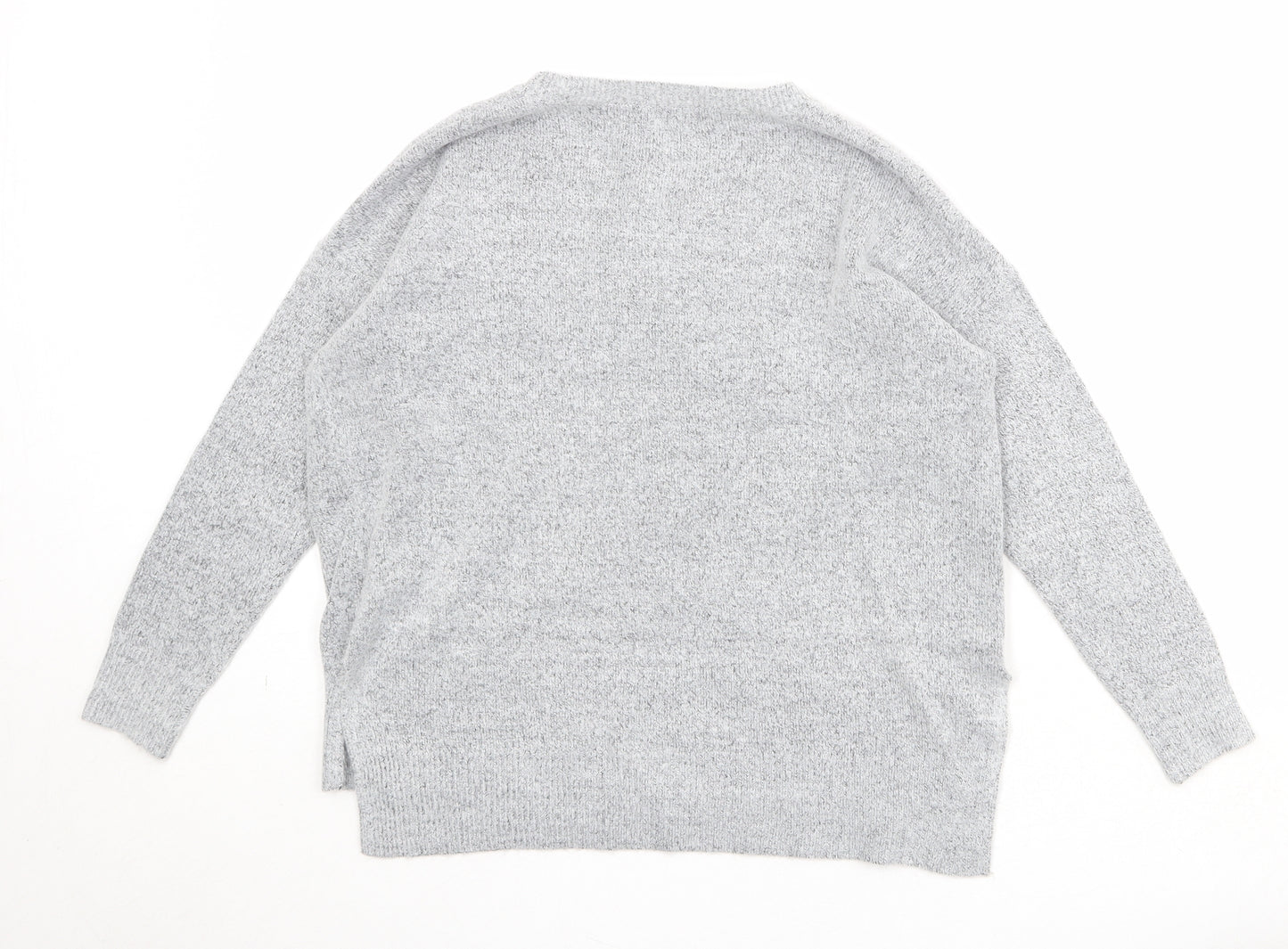 New Look Womens Grey Round Neck Acrylic Pullover Jumper Size S - Merry Little Xmas