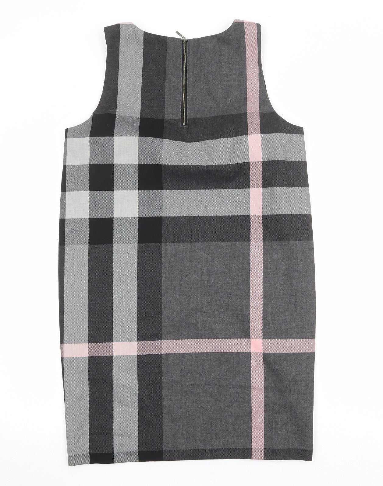 NEXT Womens Grey Plaid Polyester Shift Size 10 Boat Neck Zip