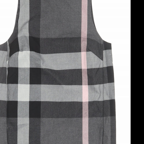 NEXT Womens Grey Plaid Polyester Shift Size 10 Boat Neck Zip