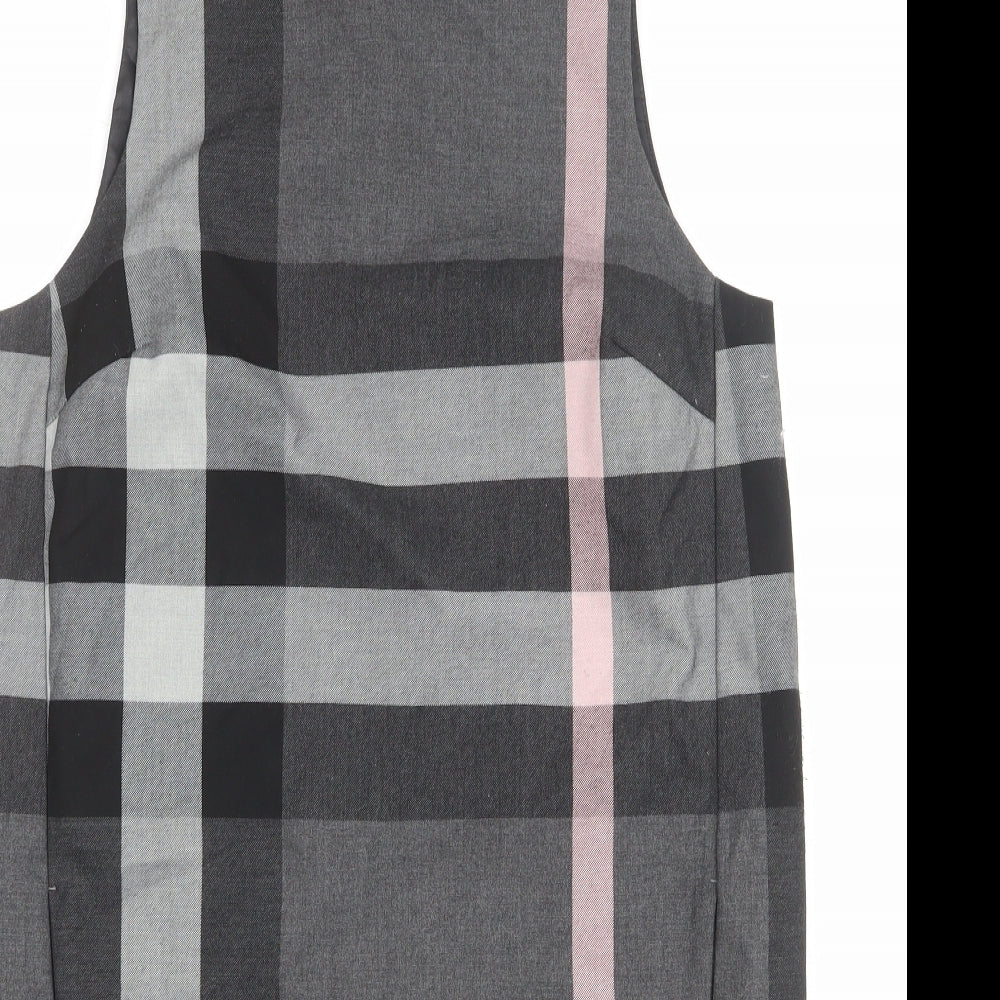 NEXT Womens Grey Plaid Polyester Shift Size 10 Boat Neck Zip