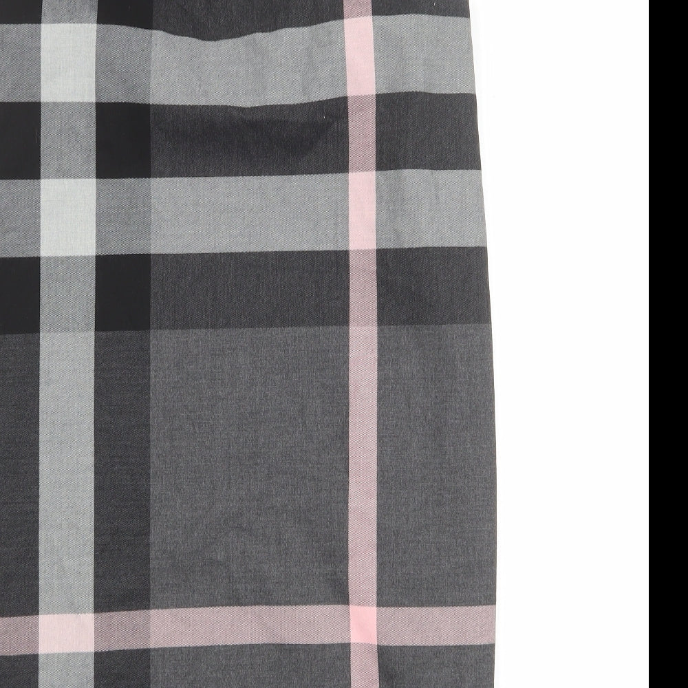 NEXT Womens Grey Plaid Polyester Shift Size 10 Boat Neck Zip