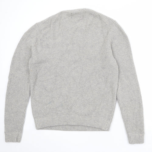 Marks and Spencer Mens Grey Round Neck Wool Pullover Jumper Size L Long Sleeve