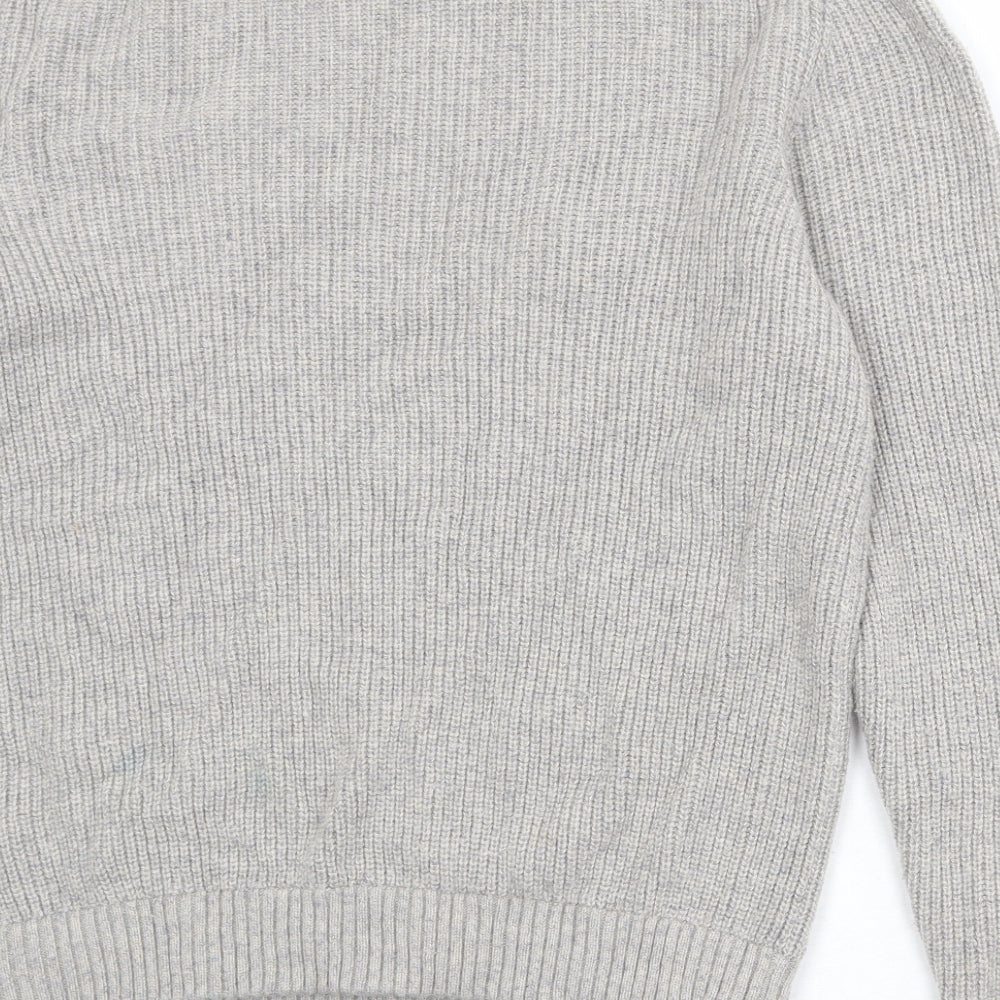 Marks and Spencer Mens Grey Round Neck Wool Pullover Jumper Size L Long Sleeve