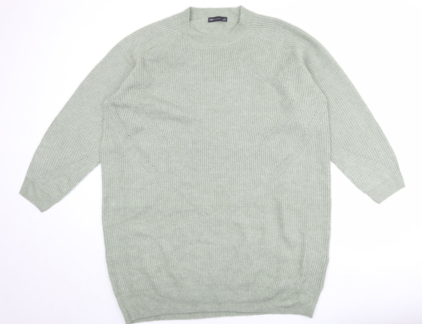Marks and Spencer Womens Green Acrylic Jumper Dress Size XL Round Neck Pullover