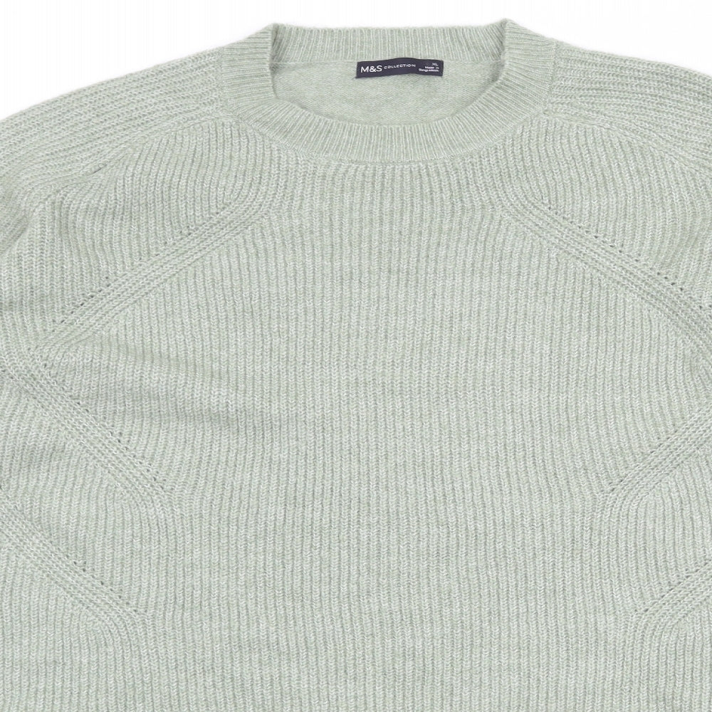 Marks and Spencer Womens Green Acrylic Jumper Dress Size XL Round Neck Pullover