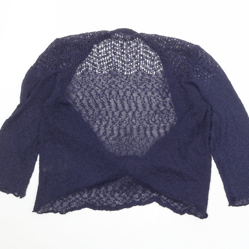 M&Co Womens Blue V-Neck Acrylic Cardigan Jumper Size 10 - Tie Front
