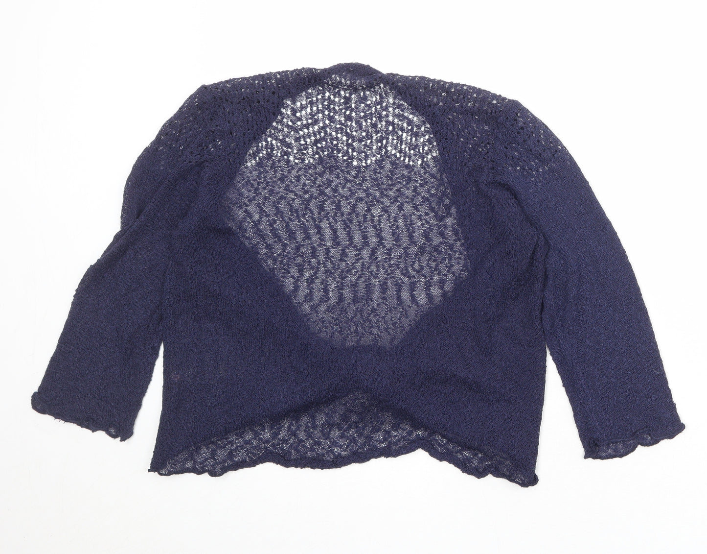 M&Co Womens Blue V-Neck Acrylic Cardigan Jumper Size 10 - Tie Front