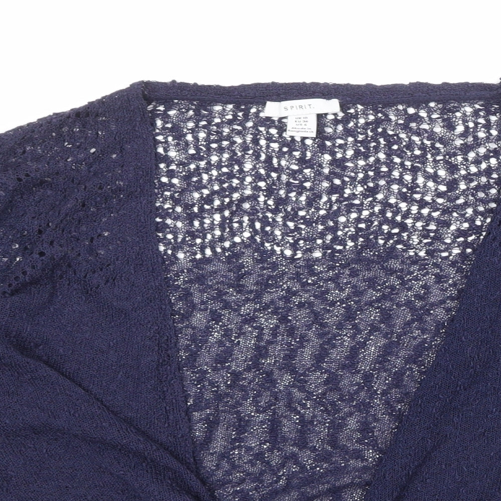 M&Co Womens Blue V-Neck Acrylic Cardigan Jumper Size 10 - Tie Front