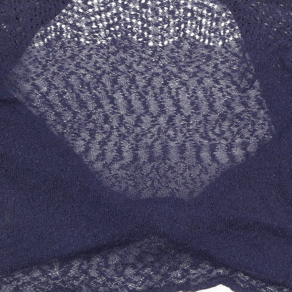 M&Co Womens Blue V-Neck Acrylic Cardigan Jumper Size 10 - Tie Front