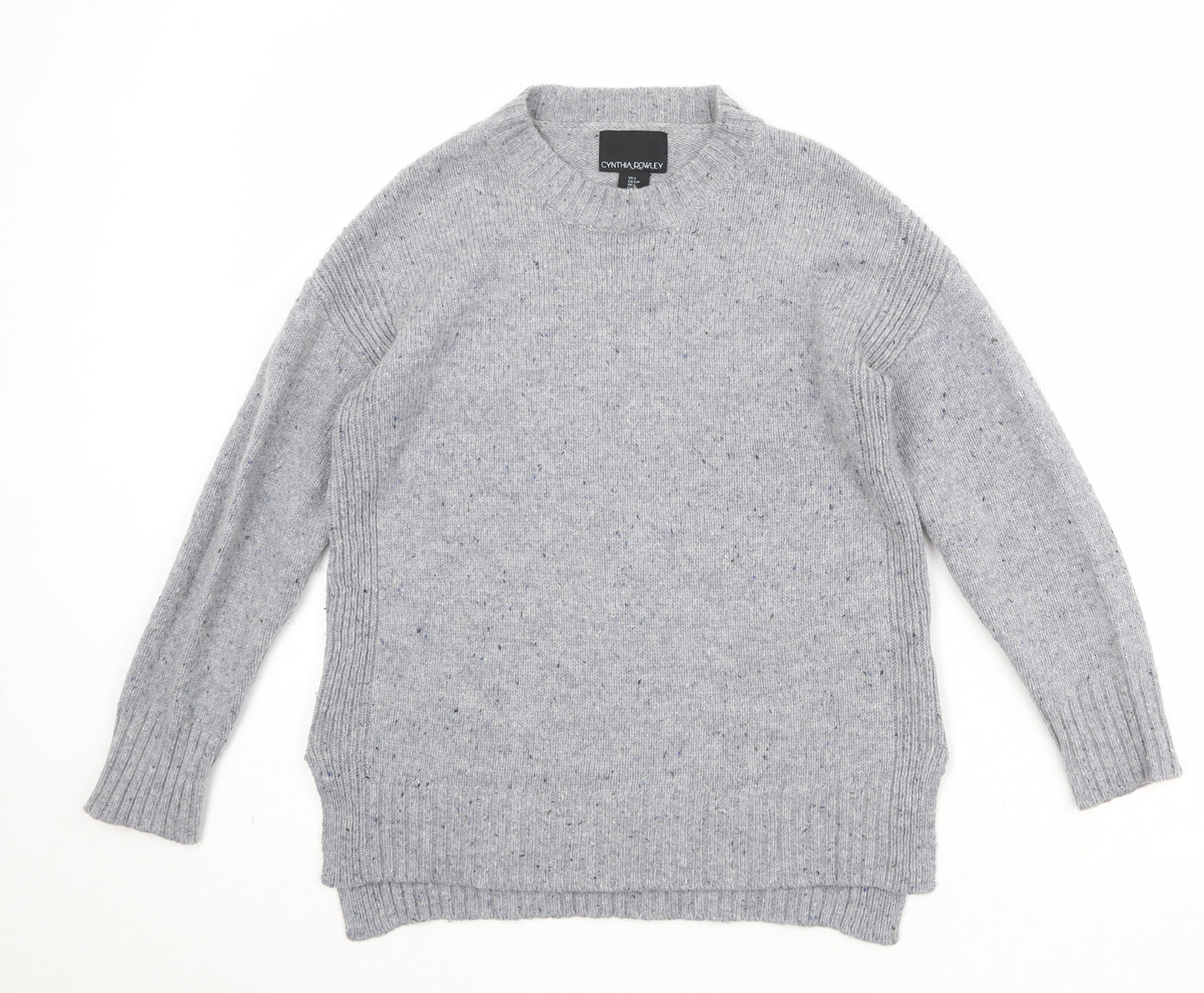 Cynthia Rowley Womens Grey Round Neck Acrylic Pullover Jumper Size S