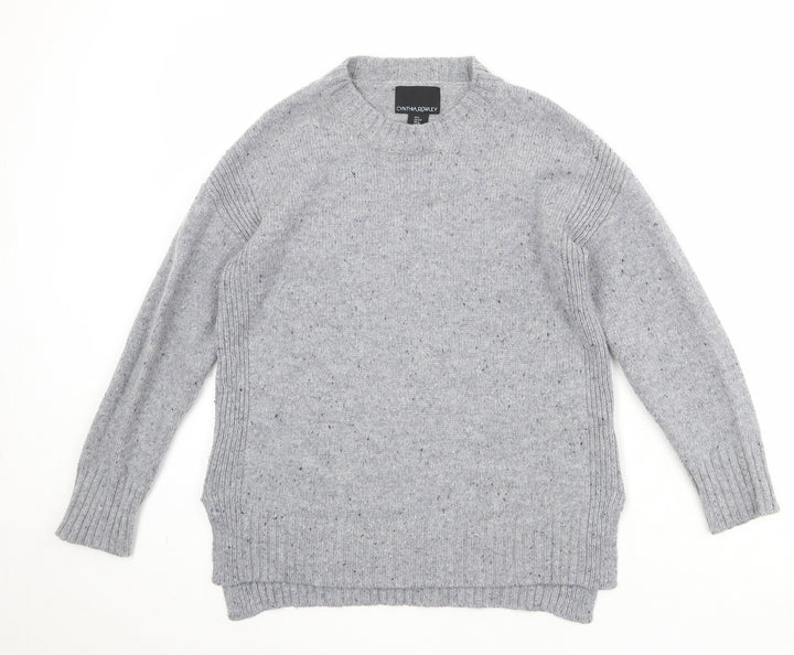 Cynthia Rowley Womens Grey Round Neck Acrylic Pullover Jumper Size S