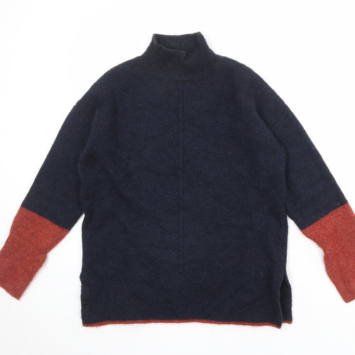 Marks and Spencer Womens Blue High Neck Acrylic Pullover Jumper Size S