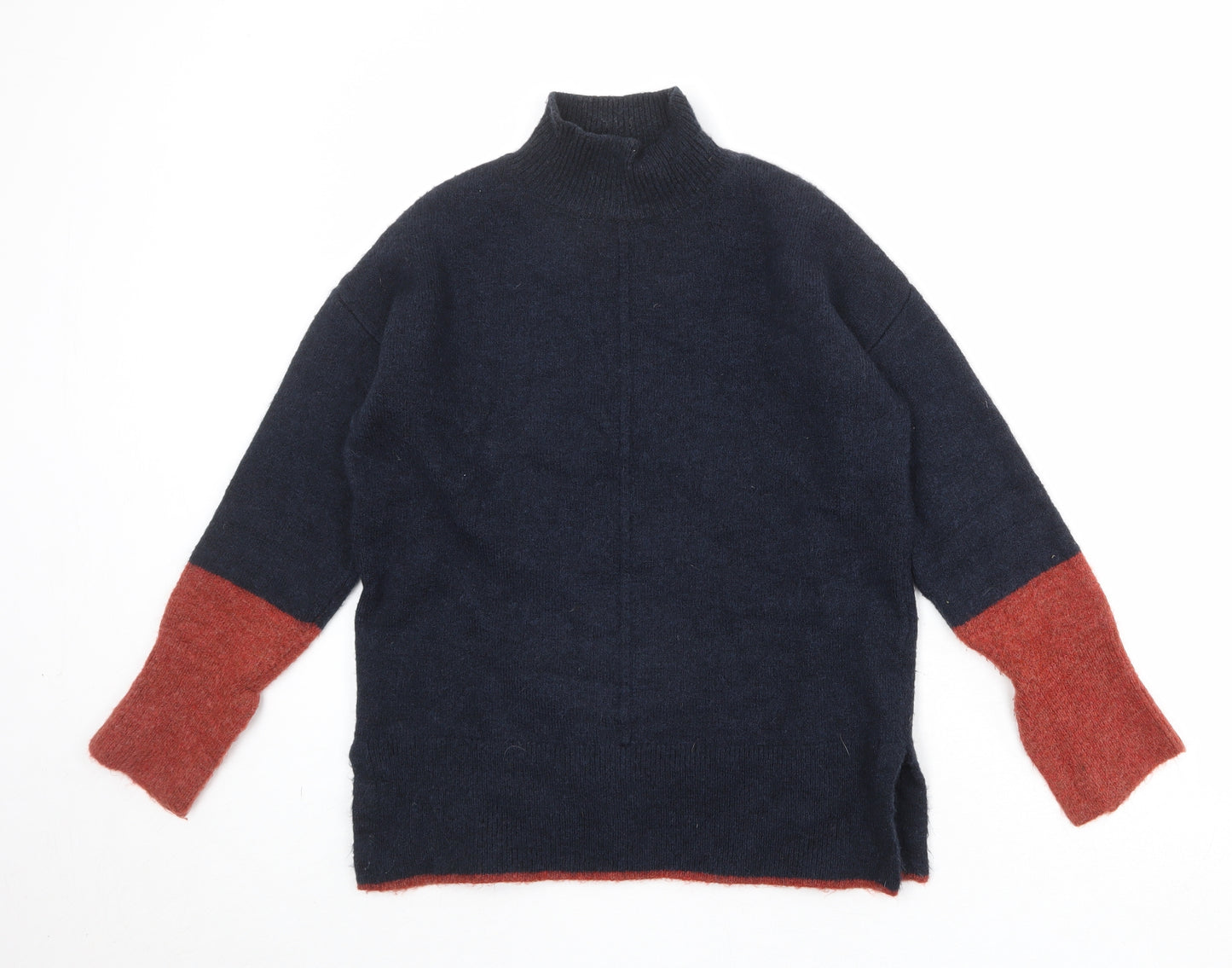 Marks and Spencer Womens Blue High Neck Acrylic Pullover Jumper Size S