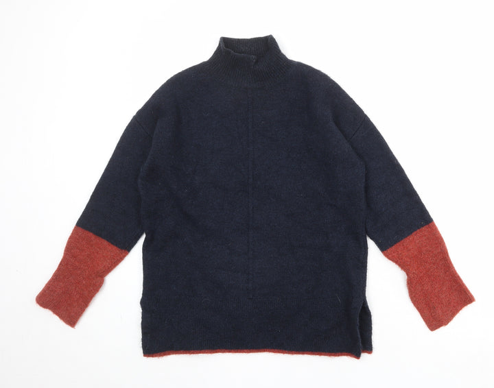 Marks and Spencer Womens Blue High Neck Acrylic Pullover Jumper Size S