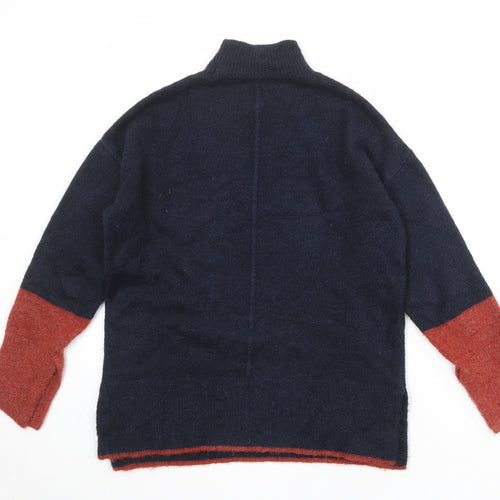 Marks and Spencer Womens Blue High Neck Acrylic Pullover Jumper Size S
