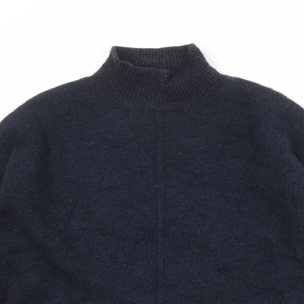 Marks and Spencer Womens Blue High Neck Acrylic Pullover Jumper Size S