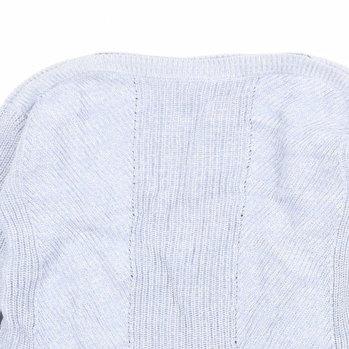 Marks and Spencer Womens Blue Boat Neck 100% Cotton Pullover Jumper Size S