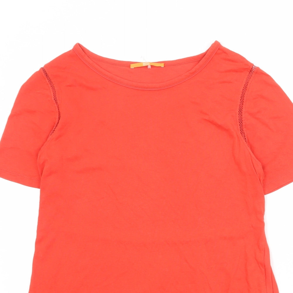 HUGO BOSS Womens Orange Polyester Basic T-Shirt Size S Round Neck