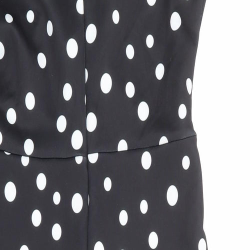 Lipsy Womens Black Polka Dot Polyester Bodycon Size 14 Halter Zip
