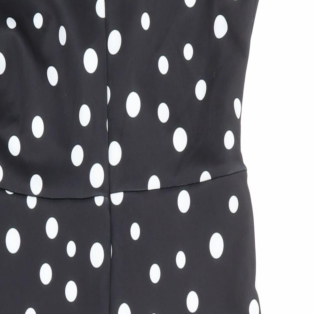 Lipsy Womens Black Polka Dot Polyester Bodycon Size 14 Halter Zip