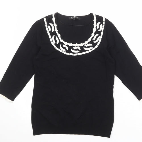 Platinum Womens Black Scoop Neck Viscose Pullover Jumper Size M