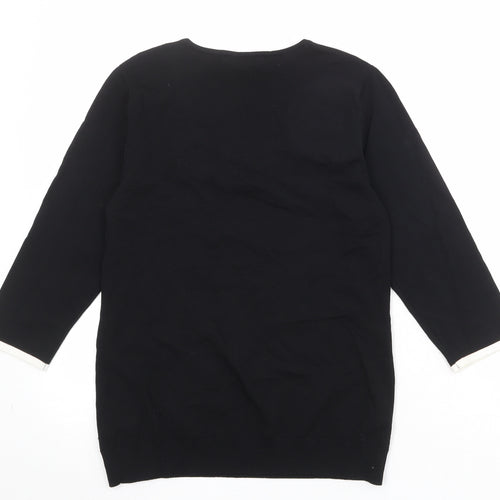 Platinum Womens Black Scoop Neck Viscose Pullover Jumper Size M
