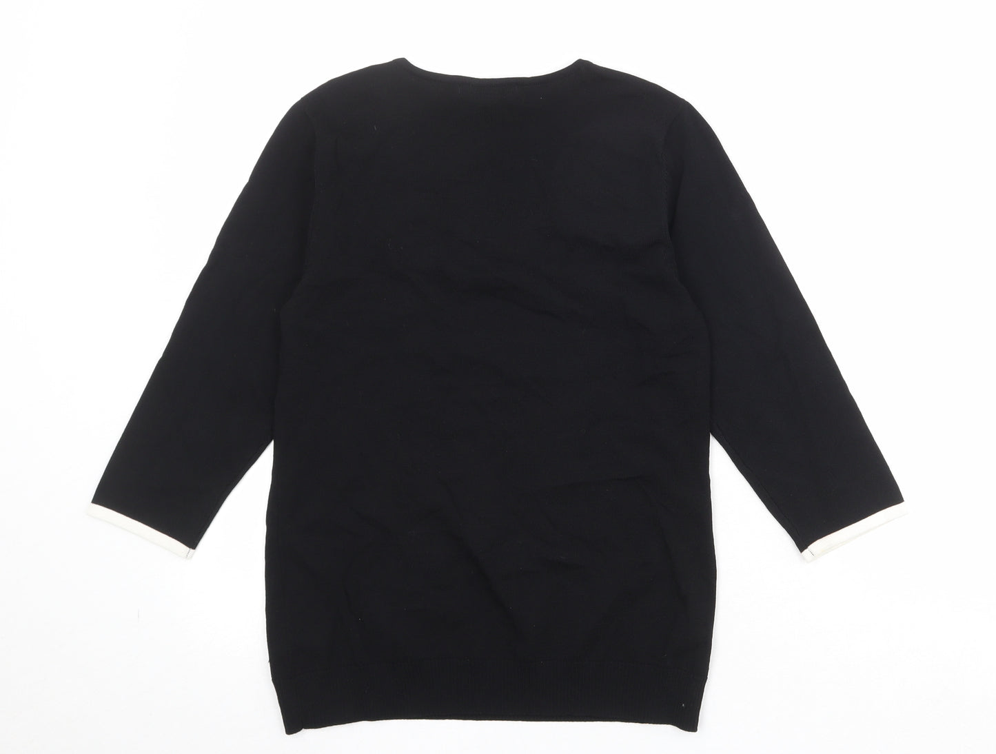 Platinum Womens Black Scoop Neck Viscose Pullover Jumper Size M
