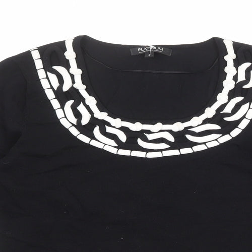 Platinum Womens Black Scoop Neck Viscose Pullover Jumper Size M