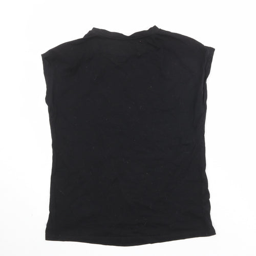 Very Womens Black 100% Cotton Basic T-Shirt Size 10 Round Neck