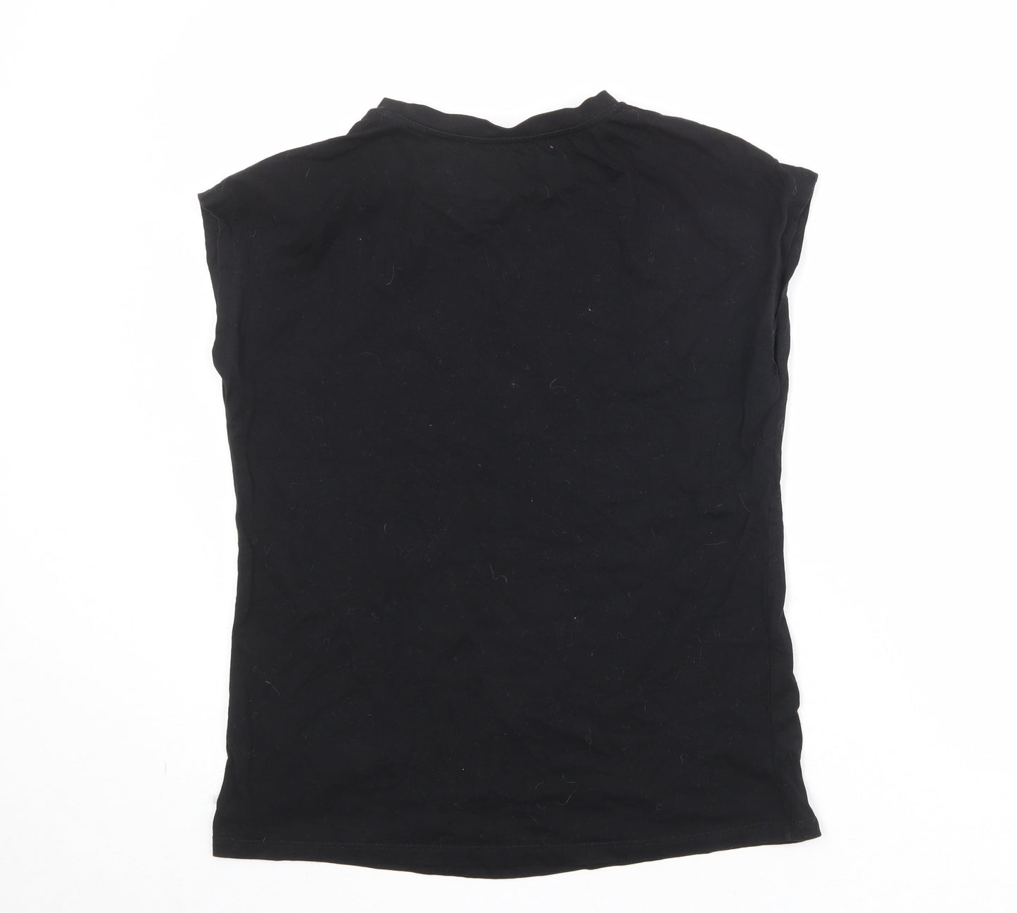 Very Womens Black 100% Cotton Basic T-Shirt Size 10 Round Neck