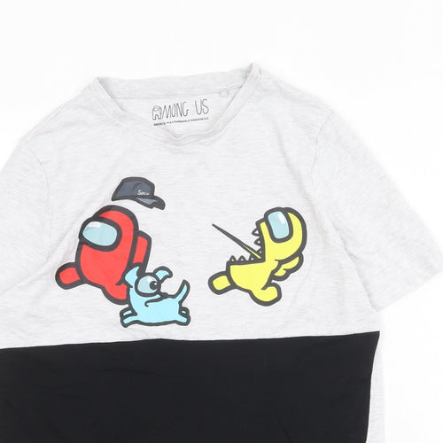 Among Us Boys Grey Cotton Basic T-Shirt Size 13-14 Years Round Neck Pullover - Imposter Among Us...