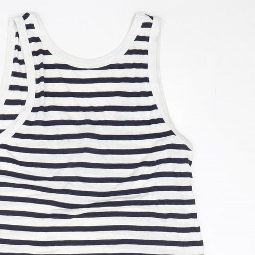 ASOS Womens White Striped Viscose Basic Tank Size 6 Round Neck