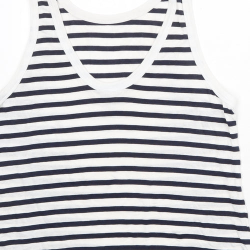 ASOS Womens White Striped Viscose Basic Tank Size 6 Round Neck