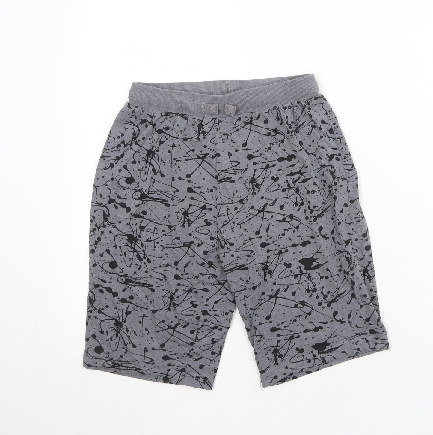 NEXT Boys Grey Geometric Cotton Sweat Shorts Size 10 Years Regular Drawstring