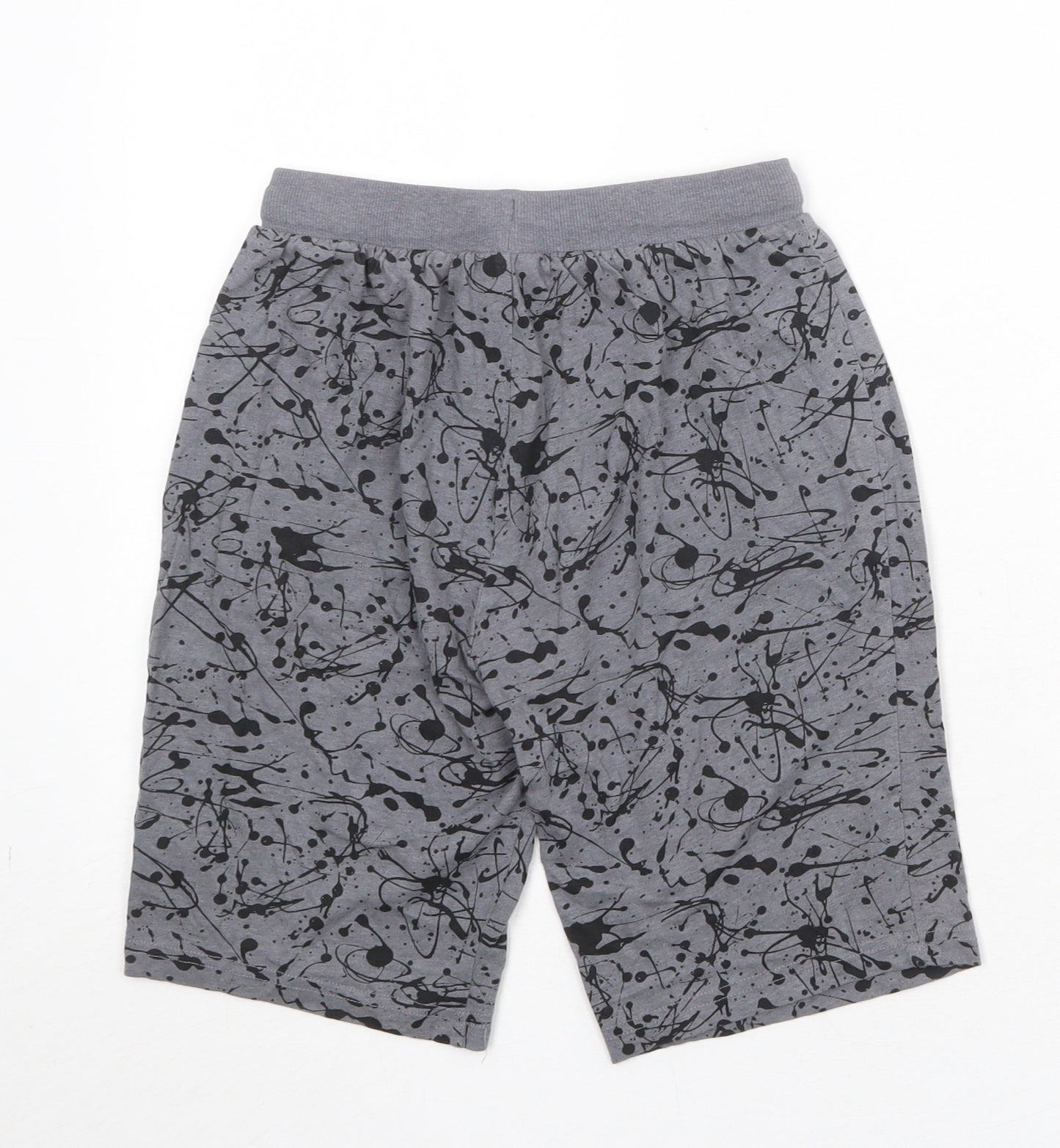 NEXT Boys Grey Geometric Cotton Sweat Shorts Size 10 Years Regular Drawstring