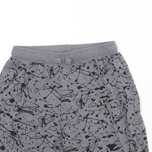 NEXT Boys Grey Geometric Cotton Sweat Shorts Size 10 Years Regular Drawstring