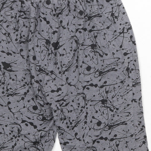 NEXT Boys Grey Geometric Cotton Sweat Shorts Size 10 Years Regular Drawstring