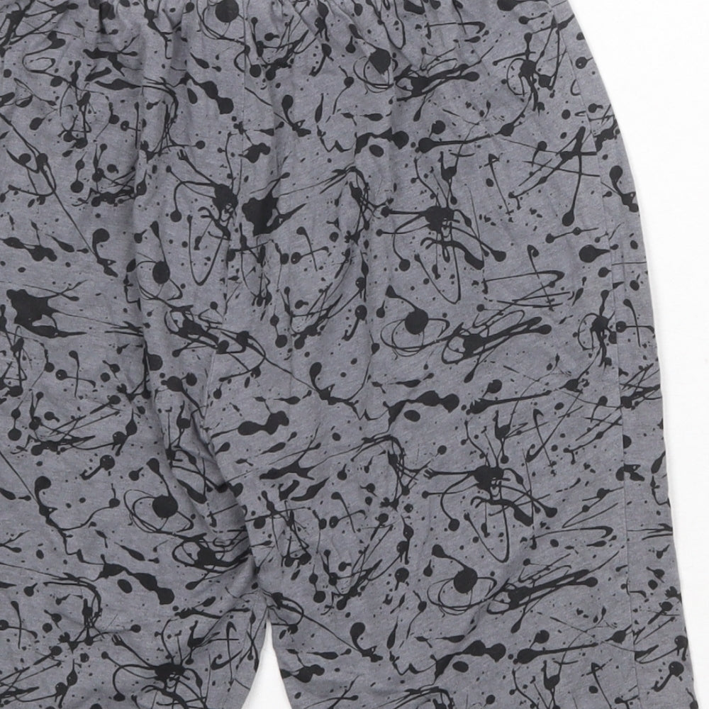 NEXT Boys Grey Geometric Cotton Sweat Shorts Size 10 Years Regular Drawstring