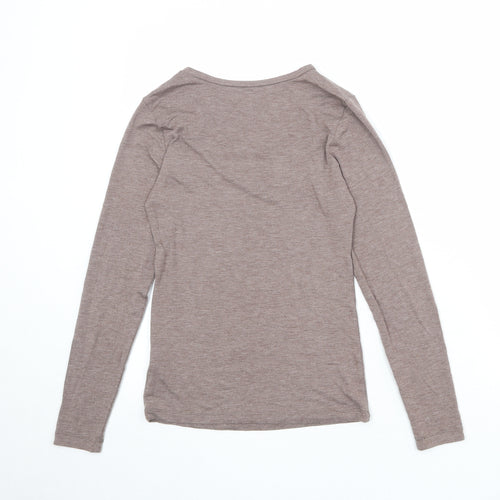 Marks and Spencer Womens Brown Acrylic Basic T-Shirt Size 12 Round Neck