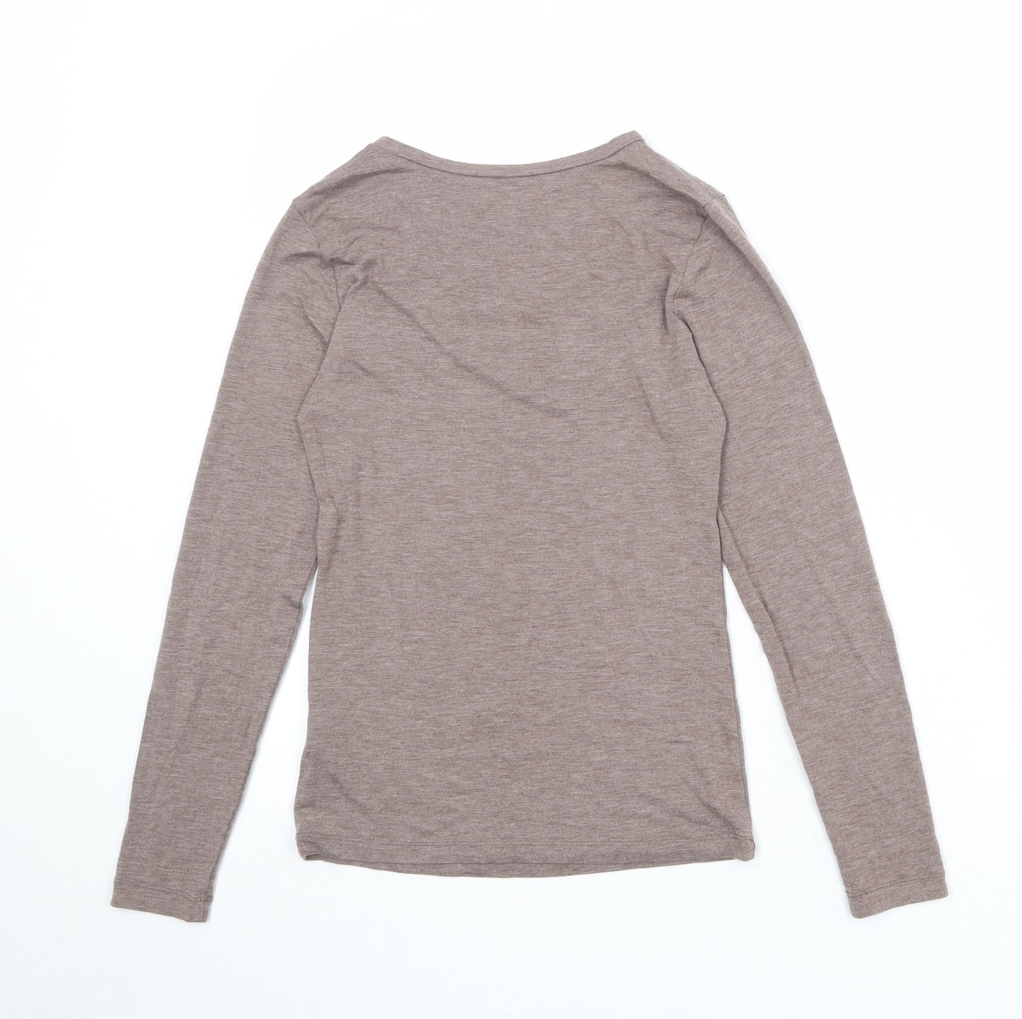 Marks and Spencer Womens Brown Acrylic Basic T-Shirt Size 12 Round Neck