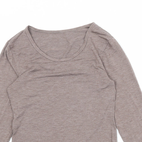 Marks and Spencer Womens Brown Acrylic Basic T-Shirt Size 12 Round Neck