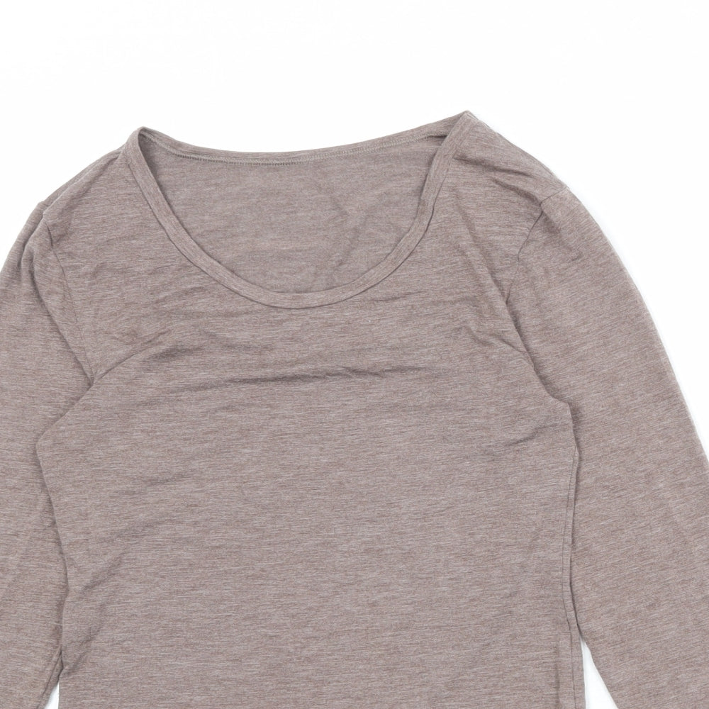 Marks and Spencer Womens Brown Acrylic Basic T-Shirt Size 12 Round Neck