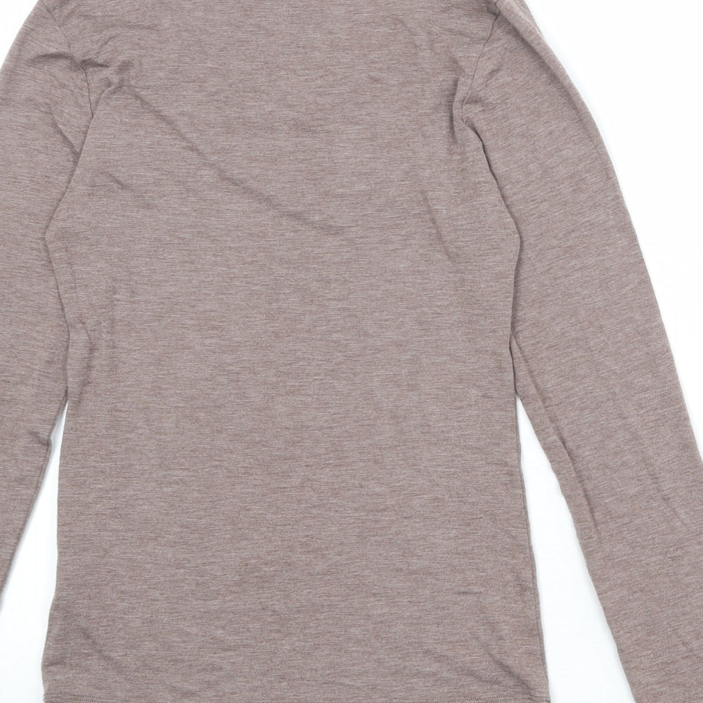 Marks and Spencer Womens Brown Acrylic Basic T-Shirt Size 12 Round Neck