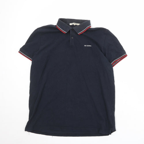 Ben Sherman Mens Blue 100% Cotton Polo Size XL Collared Button