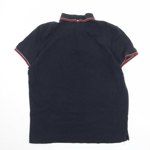 Ben Sherman Mens Blue 100% Cotton Polo Size XL Collared Button