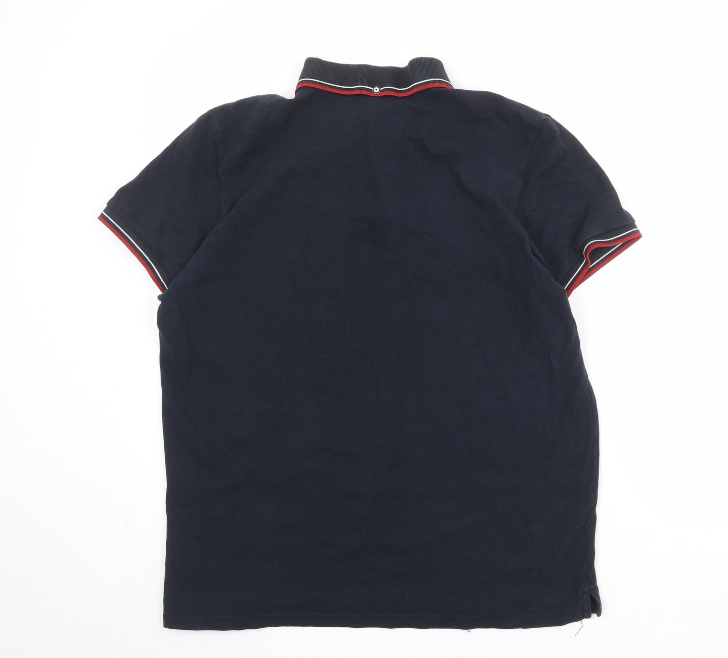 Ben Sherman Mens Blue 100% Cotton Polo Size XL Collared Button