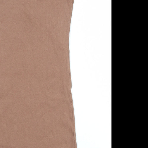 Zara Womens Brown Polyester Tank Dress Size M Round Neck Snap