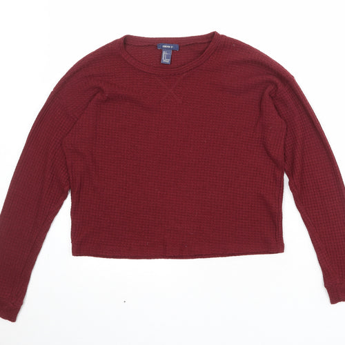 FOREVER 21 Womens Red Round Neck Polyester Pullover Jumper Size S